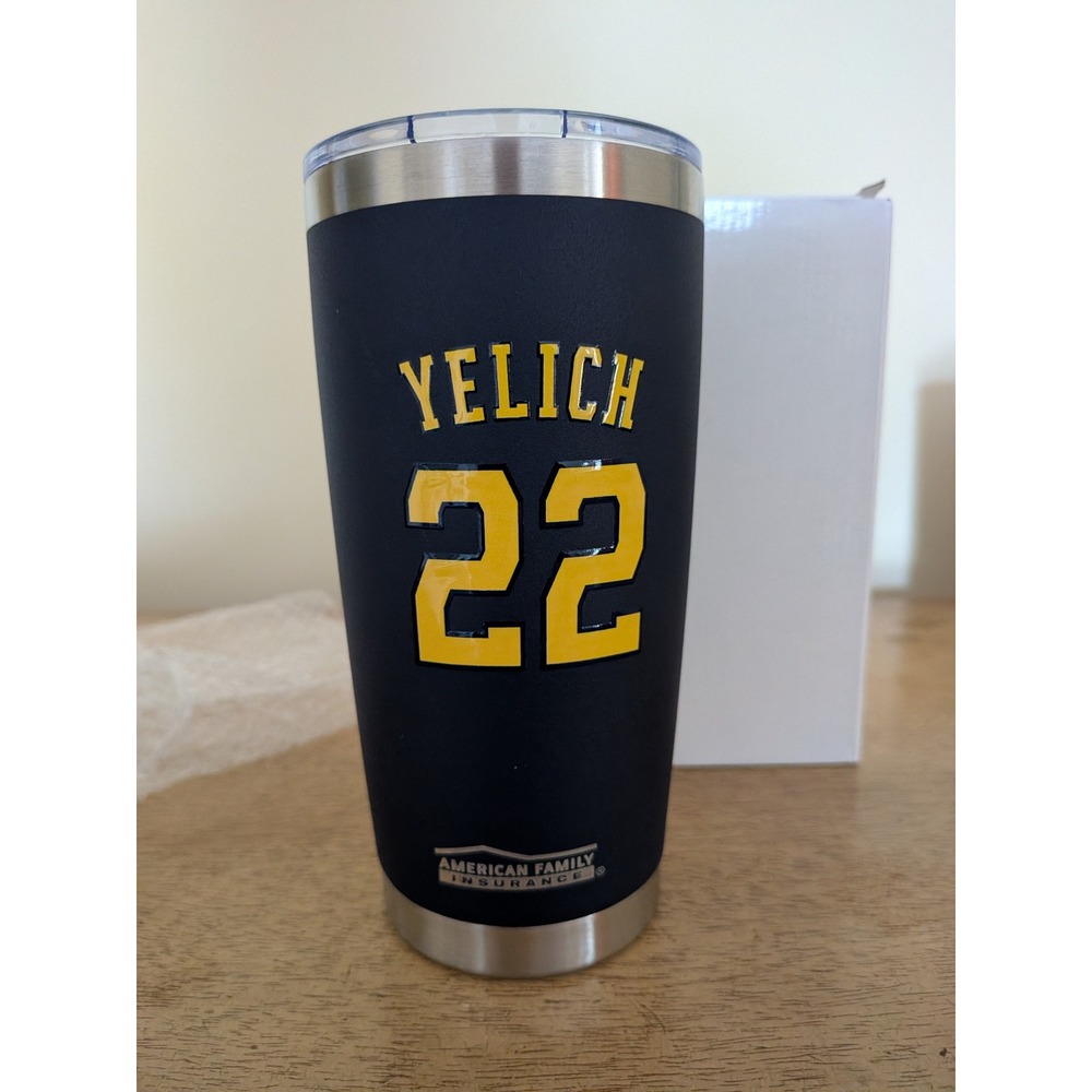 Milwaukee Brewers Christian Yelich 22 Tumbler Navy Blue Stainless Steel 7in NIB